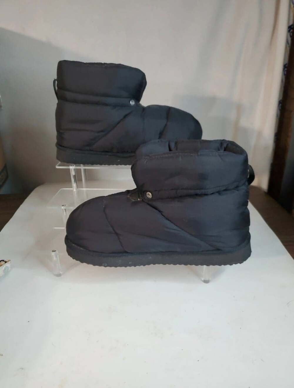 Pretty Littlle Thing Black Puffer Snow Boots Size 6 Ankle Quilted Flat
